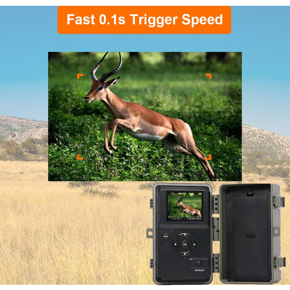 GardePro A3S Trail Camera 2 Pack, 64MP 1296p, Next-Gen Image Technology, Game Camera with Clear 100ft No Glow Night Vision, Fast 0.1s Trigger Speed Motion Activated Waterproof, H.264 MP4 Video