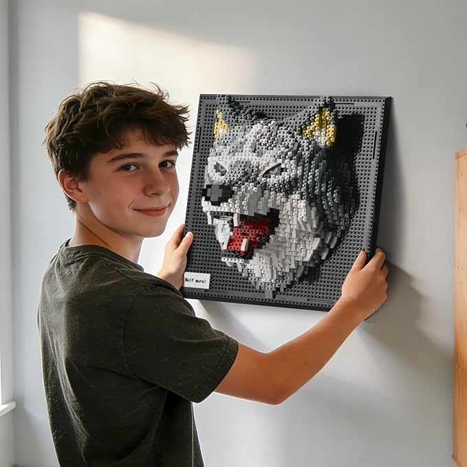 BNG Animal Wall Art Wolf Building Blocks SetsA Wall Decor Set for Adults Who Love Creative Hobbies Gift Toy for Adults (2214 PCS)