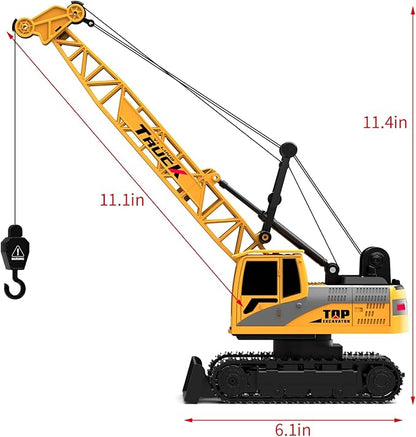 Dwi Dowellin Remote Control Crawler Crane for Boys11-Channel 2.4GHz RC Construction Crane Toy for Kids Age 3 4-7 8 9 10 Year Old