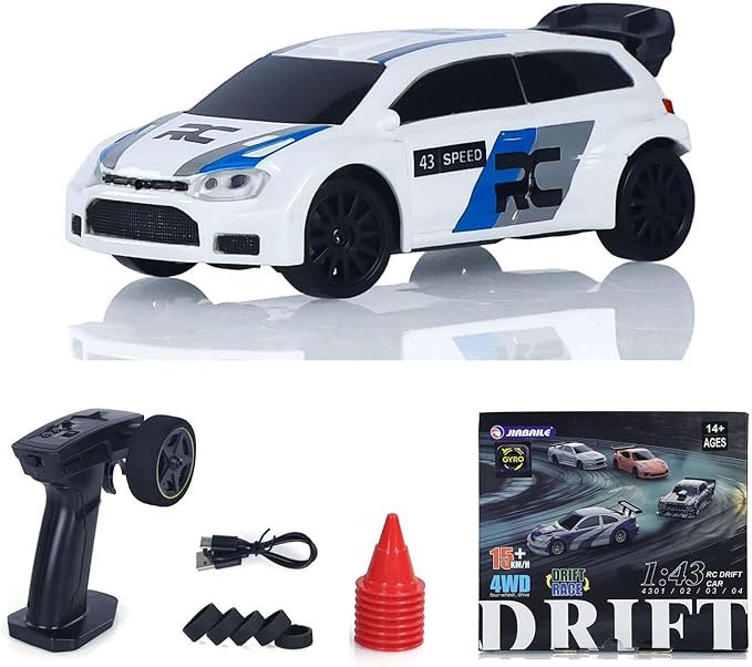 TOUCAN RC HOBBY 2.4GHz Mini RC Drift Car 1/43 Racing Vehicles High Speed 4WD Ready to Go Mini Car Radio Battery Lights Model Gyroscope for Ages 14+