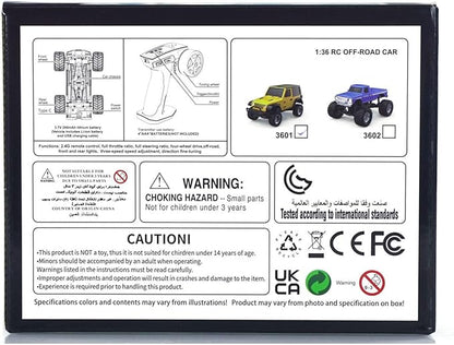 US in Stock 2.4G 1/36 Remote Control Rock Crawler 3601 RC Off Road Car 4×4 RTR Model Vehicle Light Lipo Battery Radio Mini Toy Hobby Grade Model for Christmas Birthday Gift