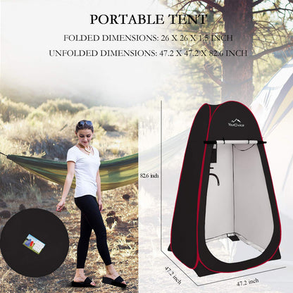 Your Choice XL Pop Up Privacy Shower Tent - Portable Changing Tent for Camping, Beach & Poolside - 82.6" Tall Double Storage Pockets & Carry Bag - Black