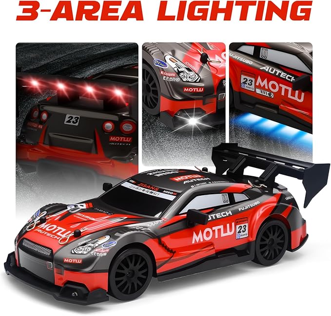 RC Drift Car 1:24 Scale Remote Control Vehicle for Kids2.4GHz 20KM/H 4WD High Speed RC Cars with LED Light Two Batteries &amp Drifting Tires Racing Sport Toy Cars for Adults Boys Girls Kids 8602BU