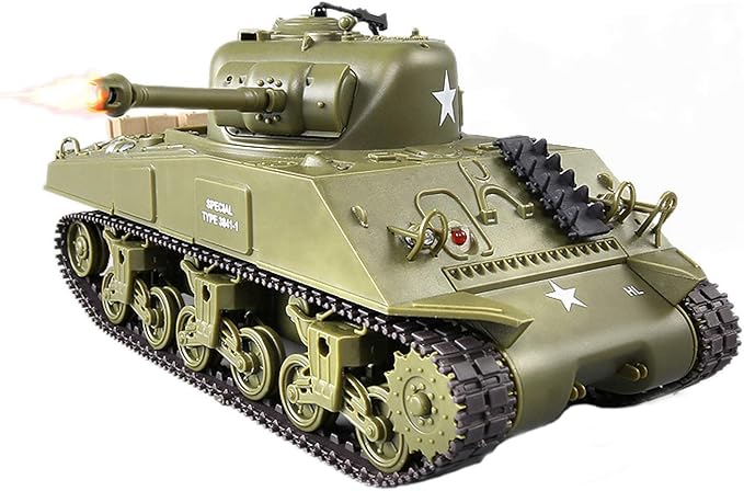 POCO DIVO Sherman M4A3 US Medium Tank RC IR Battle Panzer 2.4Ghz 1/30 Scale Model Military Vehicle w. Sound &amp Light