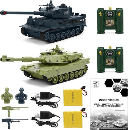 RC Tank 1/28 Scale Remote Control Battle Tank Set with Sounds/Lights/Battle Game/Life Indicator 2.4G 9 Channels Radio Control Car Infrared Shoot WW2 Military Vehicle Model Toys for Boys Kids Adults
