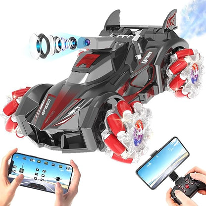 Yasola RC Car with Camera for Kids Remote Control 360° Rotating High Speed Stunt Vehicle Toy for Boys and Girls Rechargeable Racing Drift Cars with Flashing Lights and Dynamic Sound for Adults