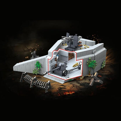 Jeamoc WW2 Military Fortress Building Block Set 1232 Pcs Military Fortress Fort Building Bricks Construction WW2 Set