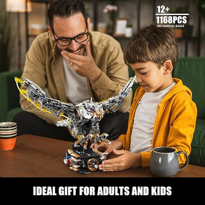 Ideas Mechanical Eagle Building Set with Light Compatible with Lego Animal Rotatable Eagle Building Blocks Toy for Adults STEM Gift for Girls Boys Teens Age 12+ (1168 PCS)