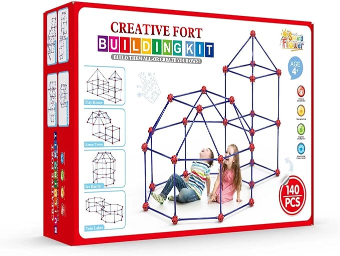 Fort Building Kit for KidsSTEM Construction Toys Christmas &amp Birthday Gift for 4 5 6 7 8 9 10 11 12 Years Old Boys and GirlsUltimate Creative Set for Indoor &amp Outdoors Activity140 PcsOrig