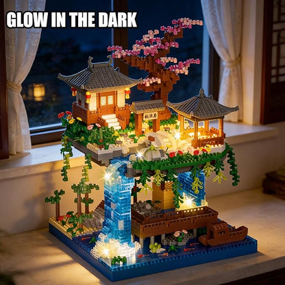 Beego Cherry Blossom Bonsai Tree Architecture Mini Building Kit Set Chinese Peach BlossomArchitecture Building Blocks with Light Japanese Sakura Tree House Gift for Adults Teen(2500PCS)
