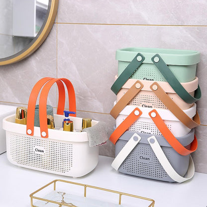JiatuA Plastic Storage Basket with Handle Portable Shower Caddy Tote Organizer Basket Bin for Bathroom Kitchen Dorm Room Bedroom, Small Grey