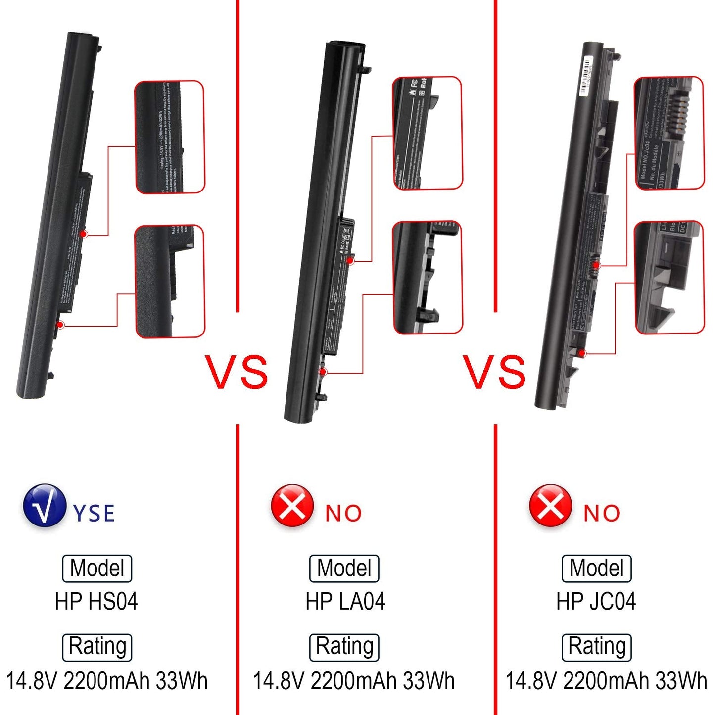 807956-001 Laptop Battery for HP Spare 807957-001 807612-421 807611-421 807611-131 HS04 HS03 HSTNN-LB6U 15-AY039WM 15-AY041WM 15-AY009DX 15-AY052NR TPN-I119 TPN-I120 TPN-I124 240 245 246 250 256 G4/G5