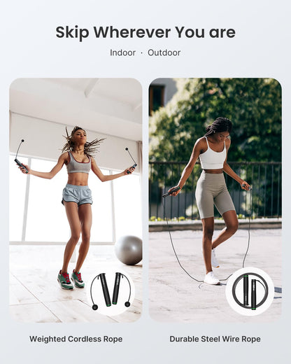 RENPHO Smart Skipping Rope with Counter, Adjustable Jump Ropes for Fitness, Skip Rope with APP Data Analysis, Workout Equipment for Women Men Adult Kids, Burn Calories, Boxing Jumping Rope, Gym, MMA