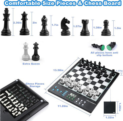 LC2B Advanced Electronic Chess Set with ELO 2200+ Engine &amp Talking AI Tutor Comfortable Size Electronic Chess Board Perfect for Chess Lovers Smart Computer Chess Game Set with Strong Magnet(Blac