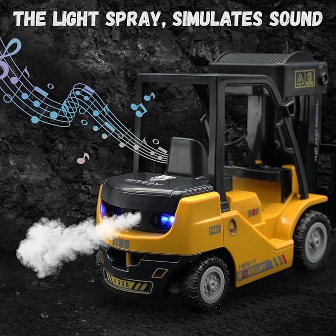 Remote Control Forklift 12 Channel 2 Mode RC Forklift W/Pallets/Boxes/Sound/Light/Spray Two Rechargeable Batteries &amp Charge Kids Forkliftrrucks Toy Christmas &amp Birthday Gifts