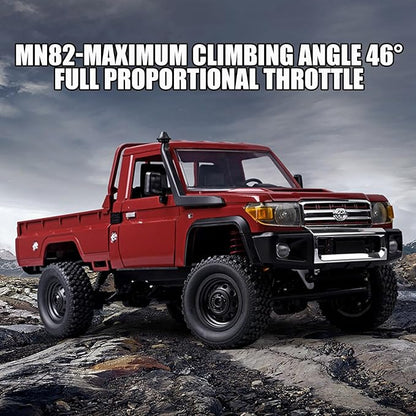 MN-82 1/12 Scale RC Rock Crawler Truck 4x4 Off-Road Remote Control Car with 2.4GHz Remote &amp Dual 1200mAh Batteries - Ideal Gift for Birthday/Christmas/Halloween (Ages 8+)