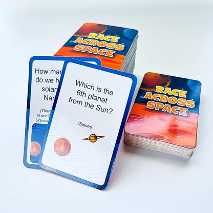 QUOKKA Space Board Game for Kids 8-12 - Learning Family Game for Teens and Adults - 130 Question Cards - Top Facts - Play Indoor &amp Outdoor - Educational Solar System Toy for 6 10 Year Olds
