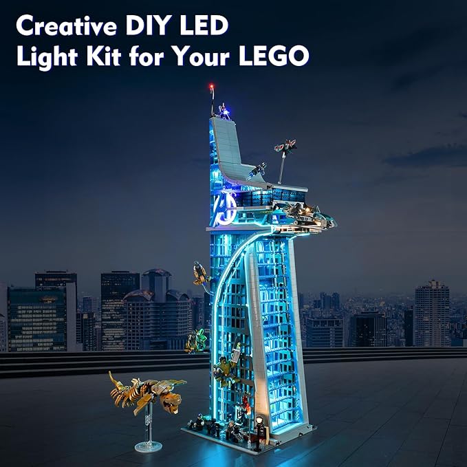 LED Light Kit Compatible with Lego Avengers Tower 76269 DIY Creative Lighting Set Accessories Compatible with Lego 76269 Building Set (Lights Only No Models)