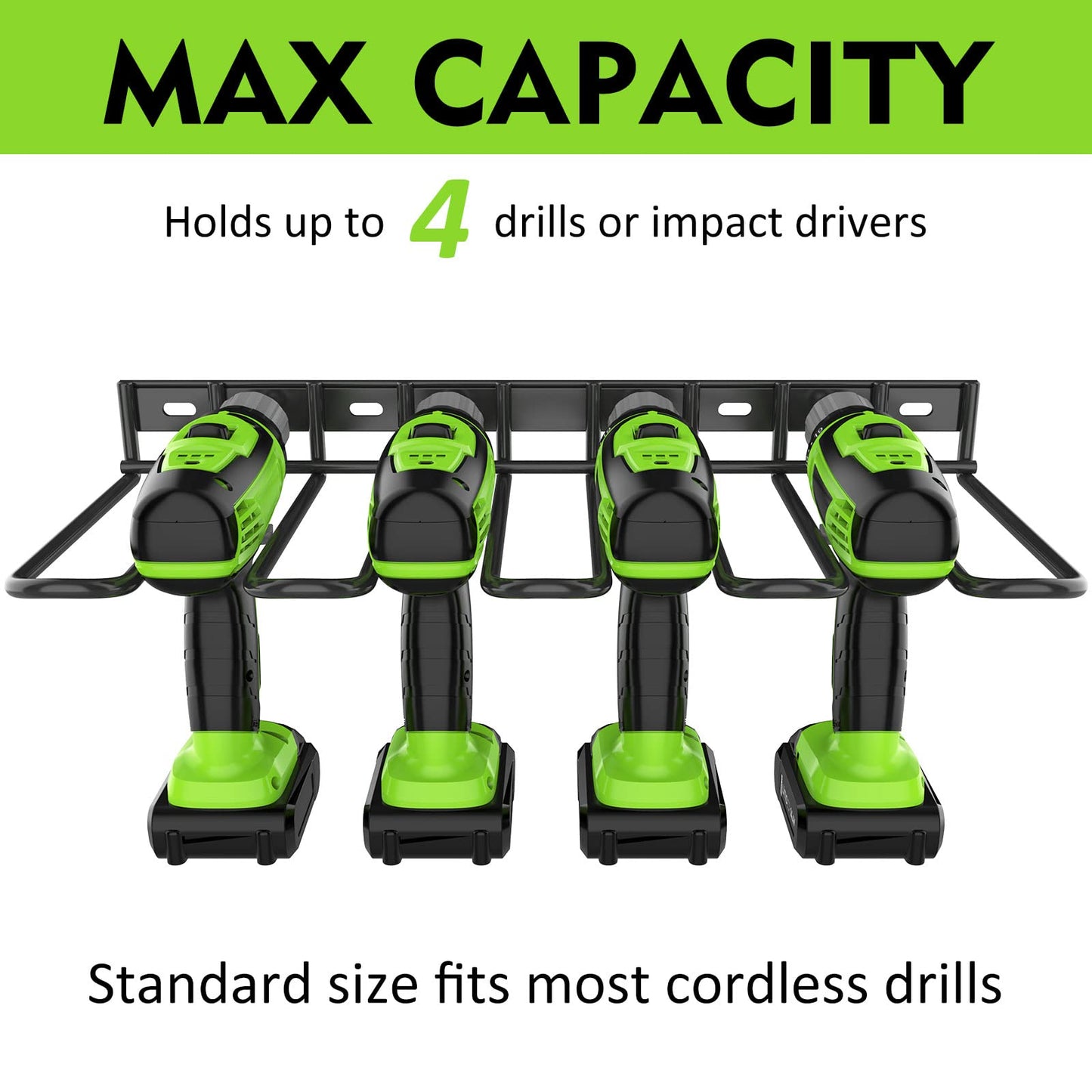 ENONCI Power Tool Organizer, Drill Holder Wall Mount,Thickened Drill Rack,50 lb Garage Storage Heavy Duty Drill Organizer Utility Storage Rack for Dewalt Milwaukee Ryobi Cordless Tools
