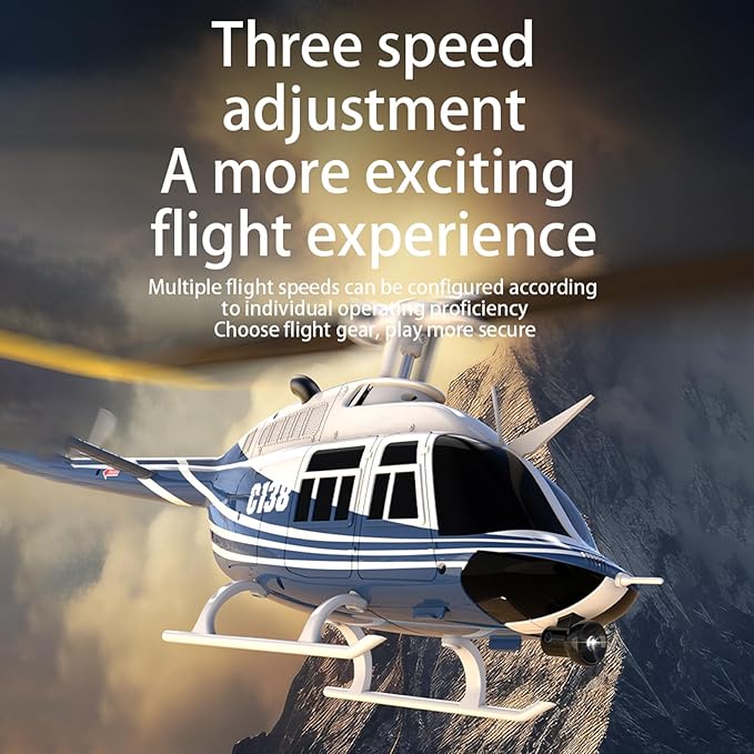 C138 Remote Control Helicopter 1:33 Scale Bell206 Helicopter 2.4G 4CH RTF Single Propeller Aileron Free Optical Flow Positioning Six-axis Gyroscope Stabilization Gift for Adults (3 Battery)