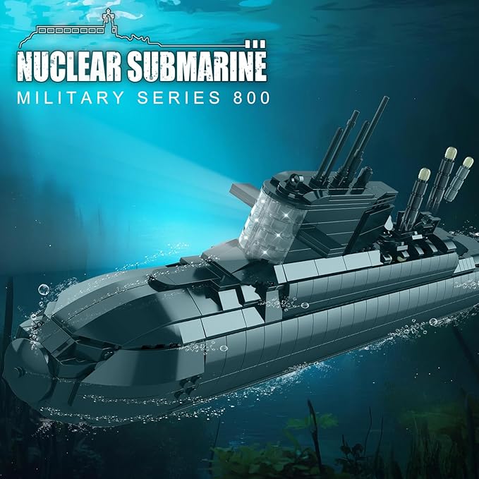 Reobrix Military Nuclear Submarine Building Sets for Adults Nuclear Submarine Toy Model Kit with Lights 800 Technical Collectible Home Office Decor Army Building Toys for Adult 14+(1498 PCS)