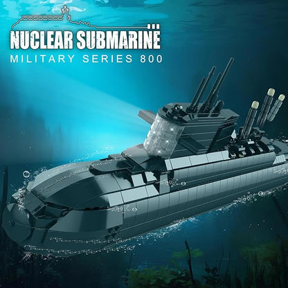 Reobrix Military Nuclear Submarine Building Sets for Adults Nuclear Submarine Toy Model Kit with Lights 800 Technical Collectible Home Office Decor Army Building Toys for Adult 14+(1498 PCS)