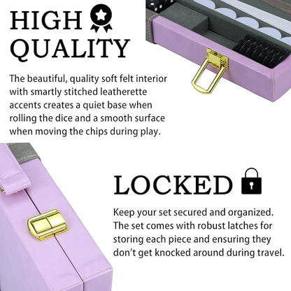 Backgammon Sets for Adults 15 inch Backgammon Purple Sets Classic Board Game with Premium Leather Case Portable Travels Strategy Backgammon Game Set for Adults Kids (Purple)