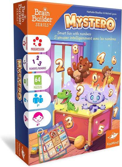 FoxMind Games Mystero – Multi-Level BrainTeaser Puzzles for Kids Ages 4+ STEM Game Develops Math Logic &amp Reasoning Skills 64 Progressive Challenges (Brain Builder Series)
