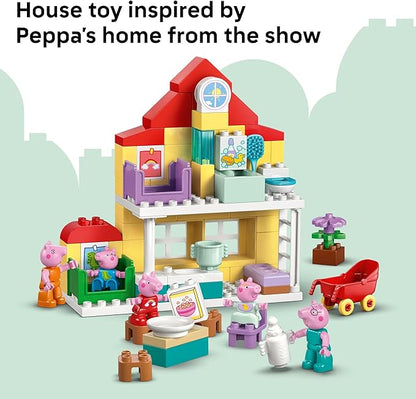 LEGO DUPLO Peppa Pig Family House - Building Toy for Toddlers Ages 2+ - Sensory Toy for Girls &amp Boys - W/ 5 Figures - Birthday Gifts for Kids - 10467