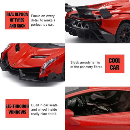 QUN FENG Remote Control RC CAR Racing Cars Compatible with Lamborghini Veneno Officially Licensed 1:24 Toy RC Cars Model Vehicle for Boys 678 Years Oldred