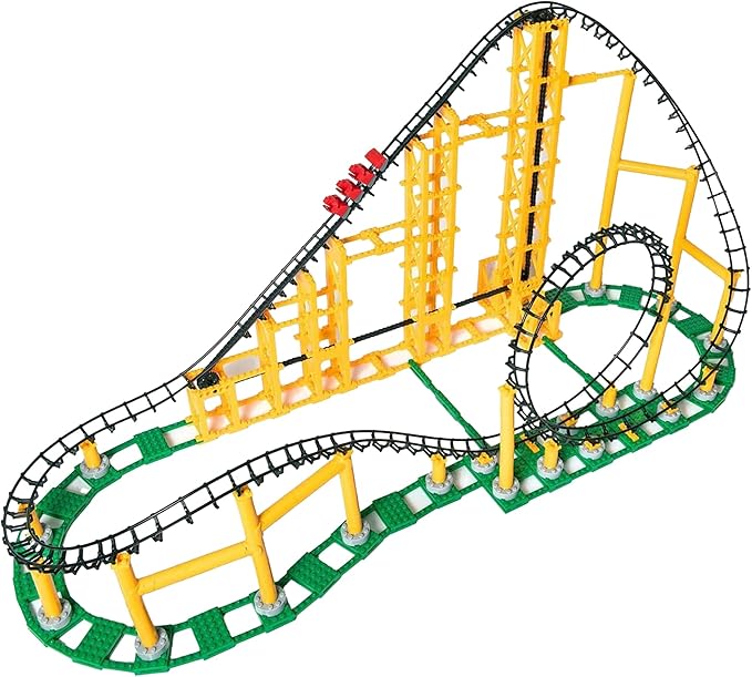 CDX Blocks: Sidewinder - 825 Pieces Building Brick Set Gravity Powered Looping Coaster Model Promotes STEM Learning