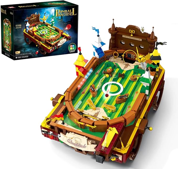 Harry Pinball Machine Building Sets for Adults Motorized Arcade Board Game with LED Lights Tabletop Gift Ideas for Movie Fans (2240pcs)