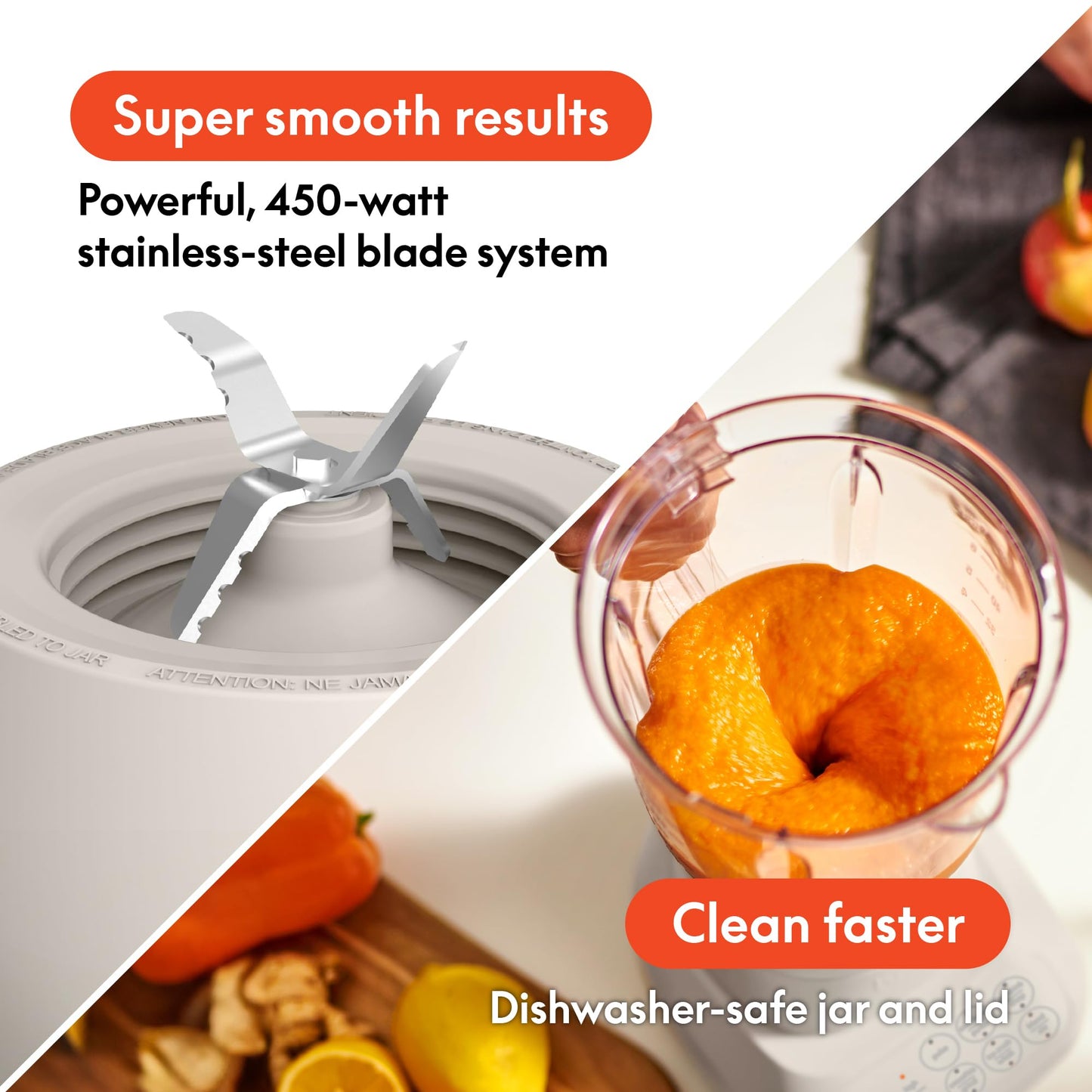bella 10 Speed Countertop Blender, Juicer & Smoothie Maker, Fits-anywhere™ Kitchenware, Slim Flip & Store Design, Dishwasher Safe 48oz Capacity Pitcher & Lid, Stainless Steel Blade, 450 Watt, Oatmilk