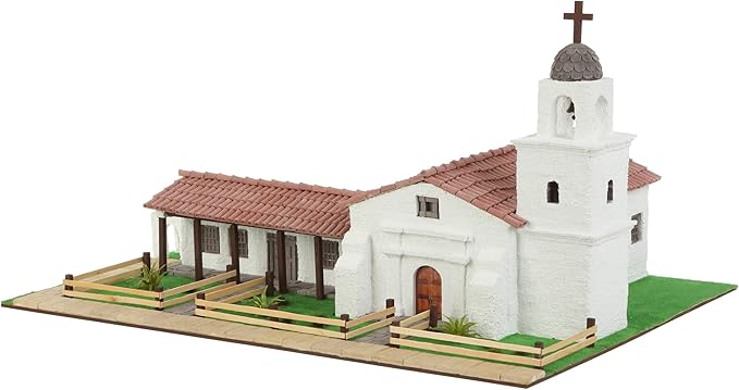 California Mission Santa Cruz – 3D Plaster Brick Model Kit 1370 Pieces Mini-Bricks Constructor Realistic Diy Building Set Stem Educational Architecture Toy for Teens &amp Adults Scale 1:24