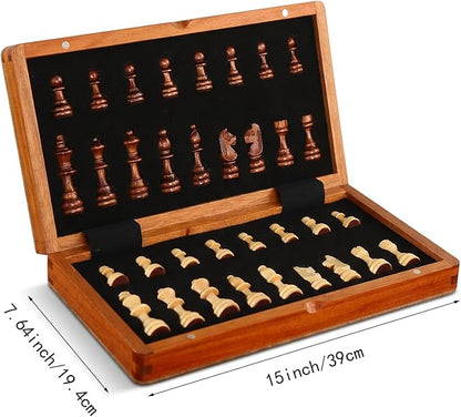 15-Inch Deluxe Chess Set – Foldable Tournament Board with Storage Box &amp 2 Extra Queens – for Adults Beginners &amp Chess Lovers