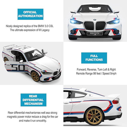 RASTAR BMW RC Car 1/14 BMW 3.0 CSL RC Car BMW Remote Control Toy Car for Kids White 2.4G