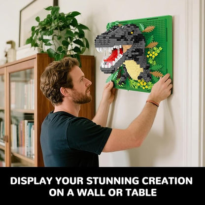 Dinosaur Animal 3D Wall Art Micro Mini Building Blocks Set Unique Home Wall Decor or Table Display Ideal Gift Toy for Adults &amp Teens 14+ (1263 PCS)