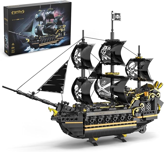 Pirate Ship Building Set for Boys &amp Adults Black Pearl Ship Toys Building Kit Collectible Pirate Boat Valentine Day Birthday Gift for Teens Kids Age 8 12 14+