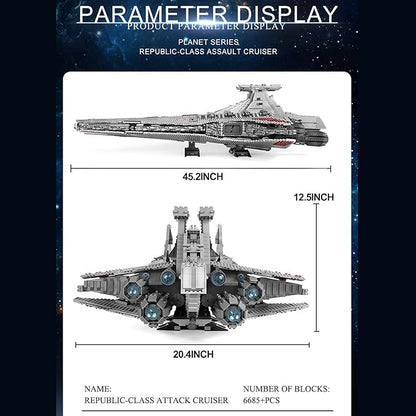 Mould King 21005 Super Star Destroyer Model Venator-Class Republic Attack Cruiser Building Toy 6685+Pcs Buildable Toy Model Gifts UCS Collection Awesome Building Kit for Boys Over 14+