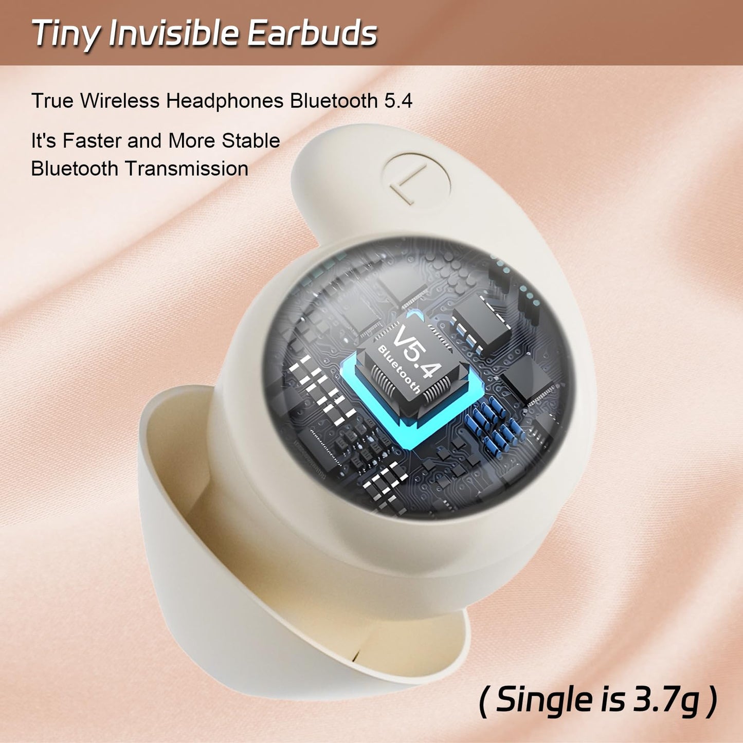 LOBKIN Sleep Headphones,Wireless Bluetooth 5.4 Noise Blocking Sleeping Headphones,Sleep Earbuds for Side Sleepers in-Ear Soft Mini Invisible Buds for Sleeping Working