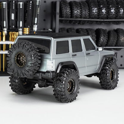 INJORA 6.10in 133g Wheelbase ABS Hardtop Cherokee Body for TRX4M Bronco Defender Chassis 1/18 RC Crawler Upgrade(Silver Grey)
