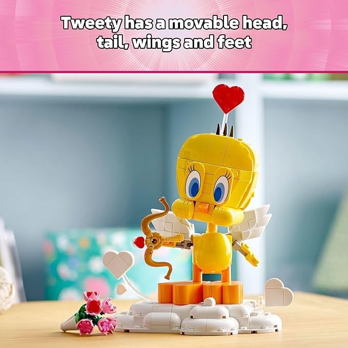 LEGO Looney Tunes Sweetheart Tweety Bird Building Toy for Adults &amp Kids - Tweety Figure W/Display Pedestal &amp Accessories for Girls &amp Boys Ages 12+ - Gift for Looney Tunes Fans - 40824