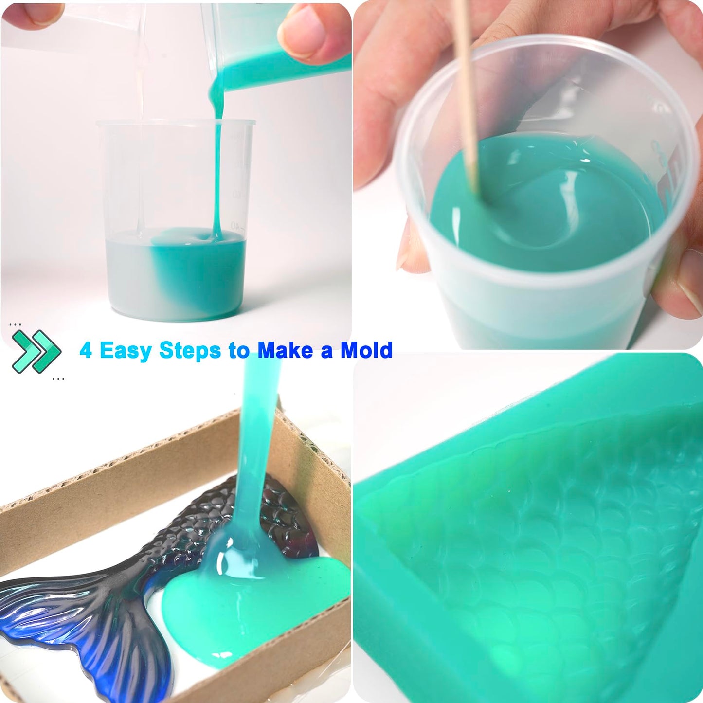 BBDINO Silicone Mold Making Kit, 2.42lb(38.8oz) Super Elastic Liquid Silicone for Mold Making, 3h Fast Cure Mold Making Silicone Rubber for Casting Resin Molds/Silicone Molds/Candle Molds/Soap Molds