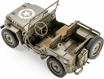 WOWRC RocHobby 1/12 1941 MB Scaler RC Jeep 4x4 Hobby Grade RTR RC Car Mini RC Rock Crawler Military 2.4Ghz RC Truck with LED Lights Battery and USB Charger for Adults