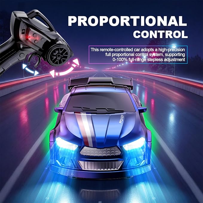 1:64 Scale Mini RC Drift Car with Gyro Full Proportional RTR 2.4Ghz Remote Control with RGB Lights (04-Black)
