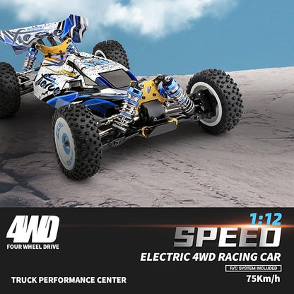 GoolRC WLtoys 124017 V2 Brushless Fast RC Cars 1:12 Scale RC Buggy 4WD 75KM/H High Speed Remote Control Car 2.4GHz All Terrain Off-Road Racing Drift Car with Metal Chassis for Adults