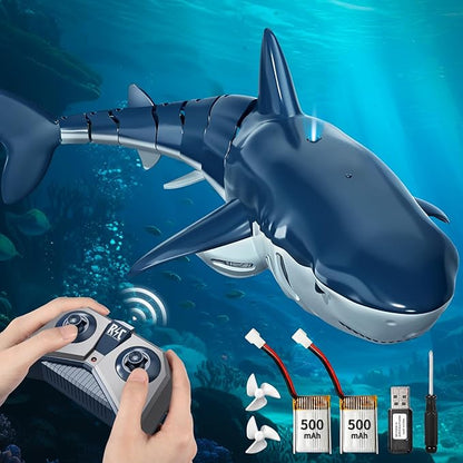TEMI Remote Control Shark Toy for Kids Boys 3-5 Simulation RC Sharks with Light Water Spraying RC Boat for Lake Bathroom Pool Christmas Birthday Gifts for Aged 3 4 5 6 7 8 9 Girls Toddlers(Blue)