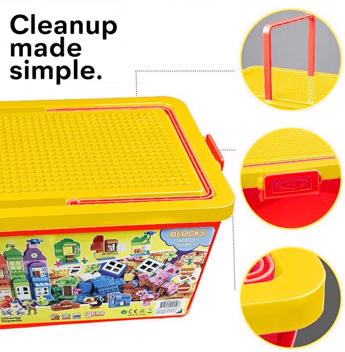 Liberty Imports Big Building Blocks 166 Pieces with Storage Organizer Box Large Bricks Set Educational Learning Classic Construction Toy Set for Toddlers Kids - Compatible with Major Brands