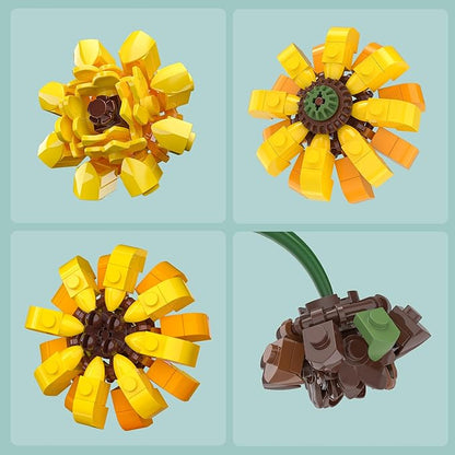 Sunflower Building Set - 3D Wall Art Frame with Wall-Hanging or Tabletop Modes Artificial Flower Botanical Collection Spring Floral Gifts for Girl Aged 14+ 1011PCS
