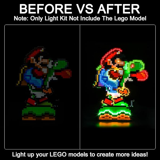Upgraded Led Light Kit Compatible with Lego Super Mario World - Mario &amp Yoshi Building Set Lights Decoration Compatible with Lego 71438 (Model Not Included)